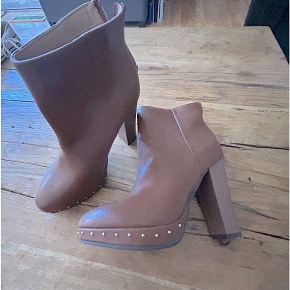 REPORT brown high block heel ankle booties STEVIE 6.5 - Picture 1 of 8